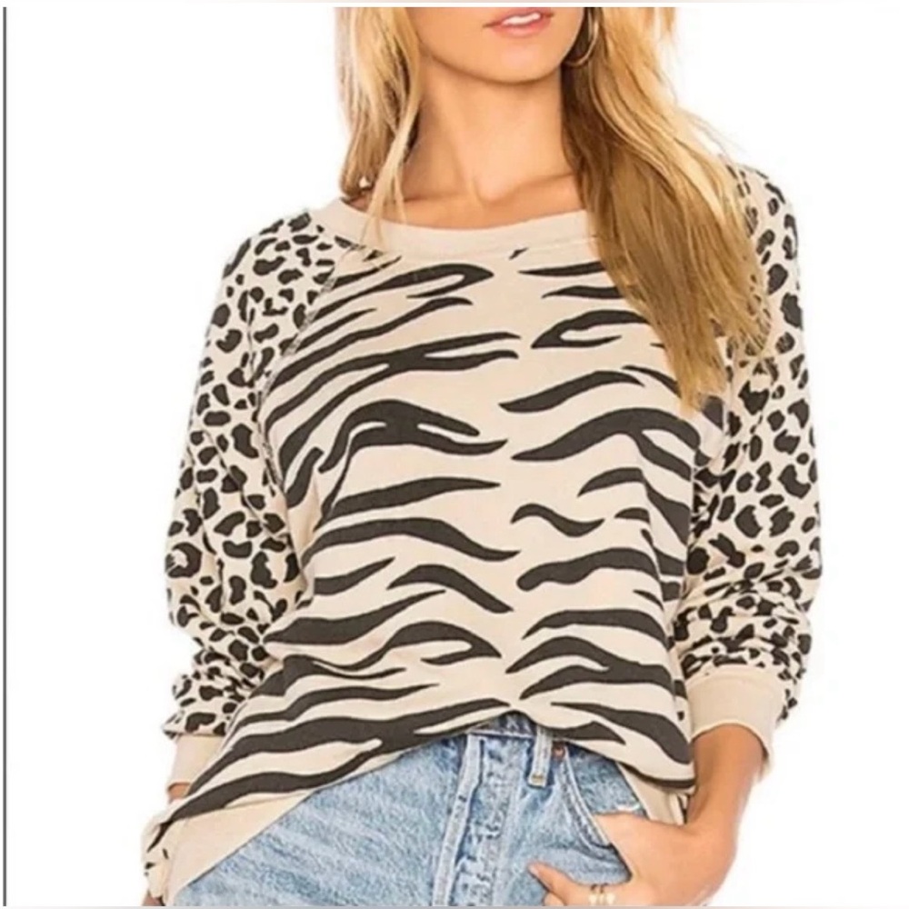 Wildfox Tiger & Leopard Print Crew Neck Sweatshirt. Women’s Size S.